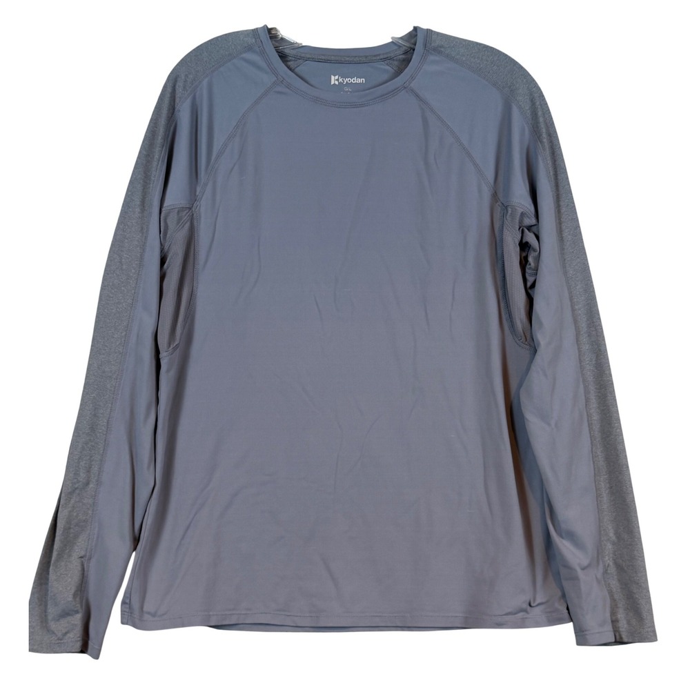 Kyodan Mens Grey‎ Long Sleeve Athletic Performance Shirt Mesh Panels Size Large